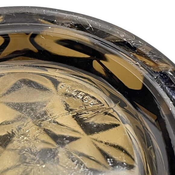 Vintage 1960s French Massive Geometrical Brutalist Smokey Gray Pressed Glass - Picture 10 of 11